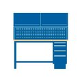 Lista International 60x30x64.75 Cabinet & Leg workstation w/4 drawers, stat. riser shelf, 2 ovhd cabs/butcher block top TB3203-BTB6030-BB